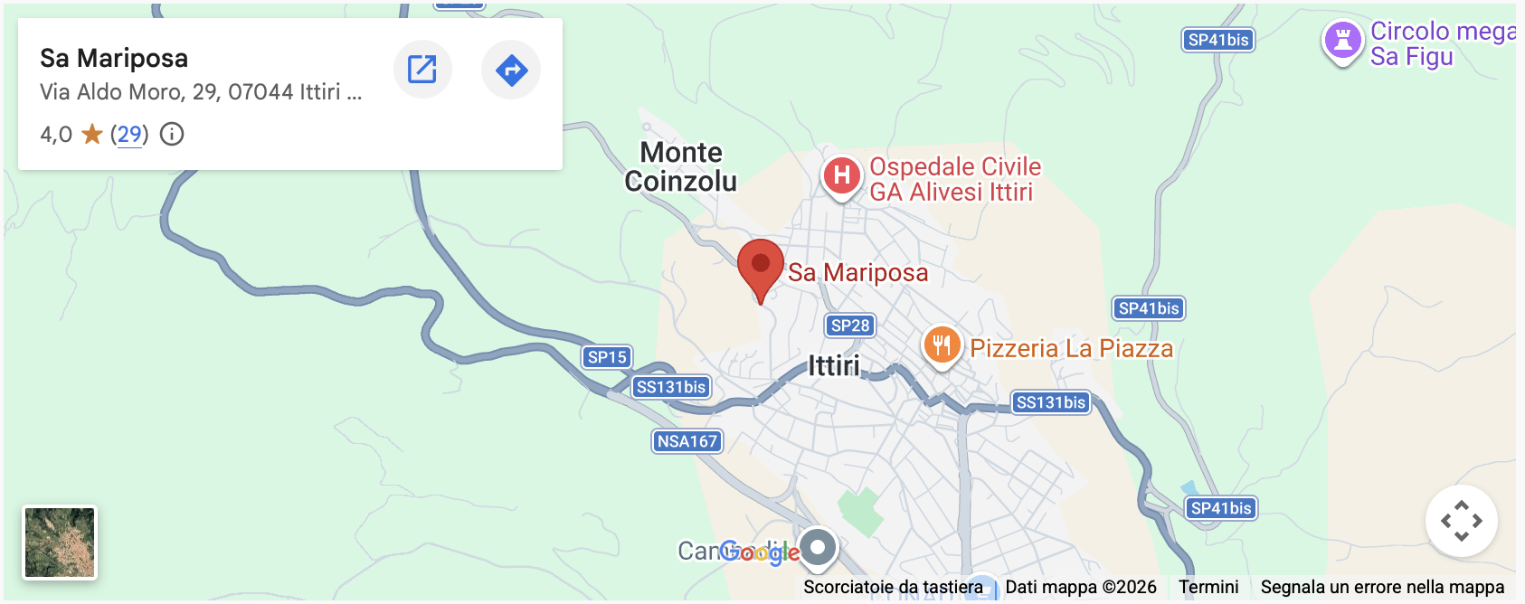 Mappa B&B Sa Mariposa